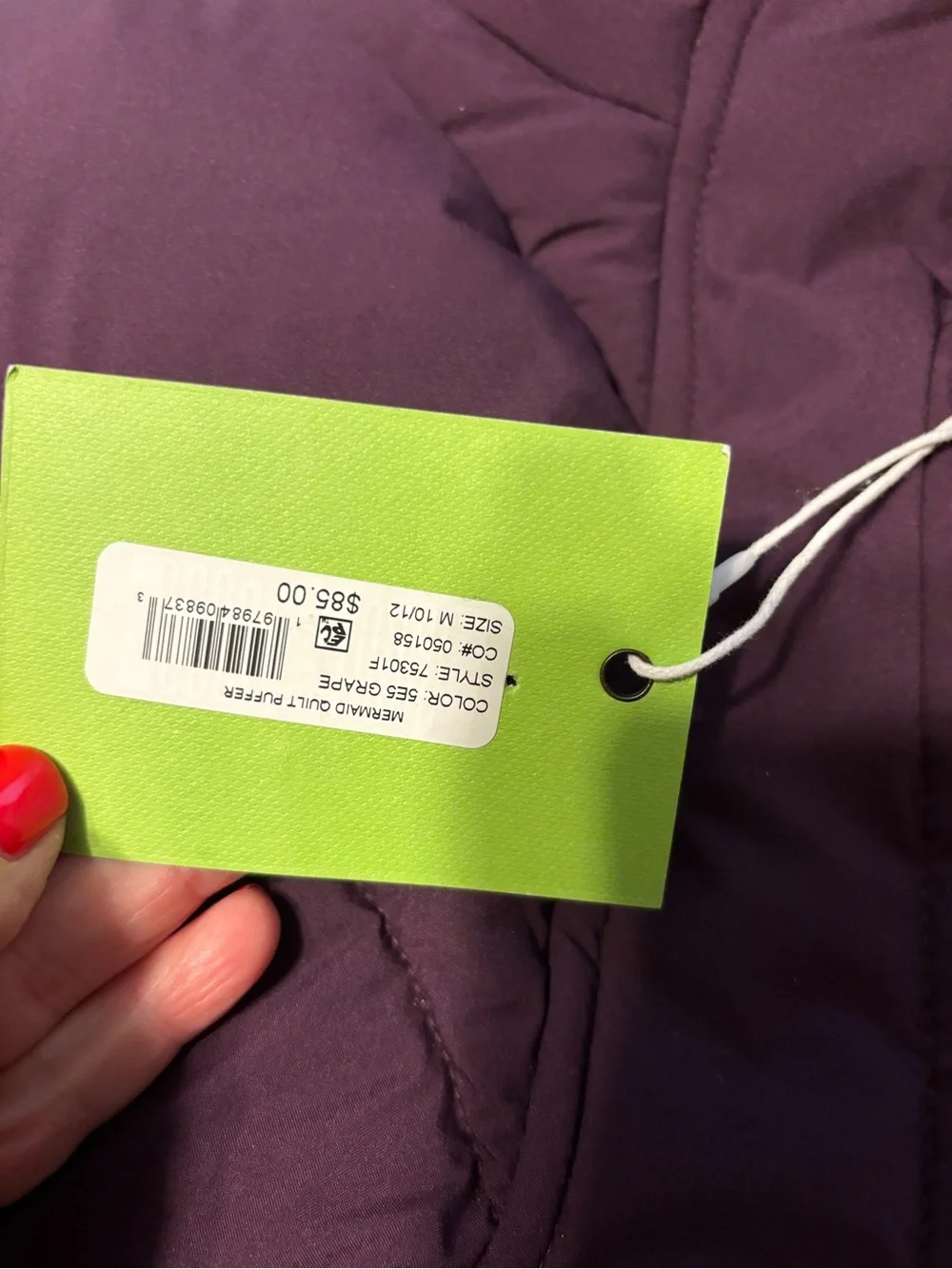 NEW Sam Edelman Big Girls Puffer Jacket‎ Grape color